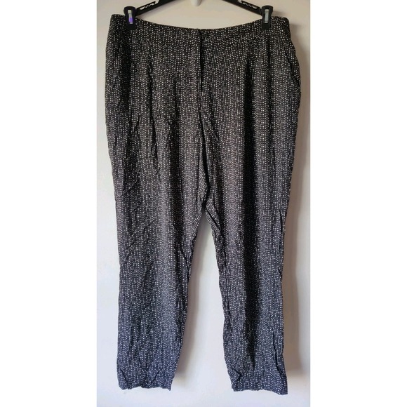 Cynthia Rowley Women's Tapered Black/White Pola Dot Pants Size Large Flowy Light - Picture 1 of 4